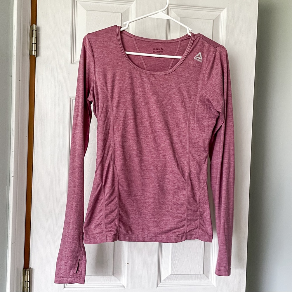 Reebok pink heather long sleeve tech shirt